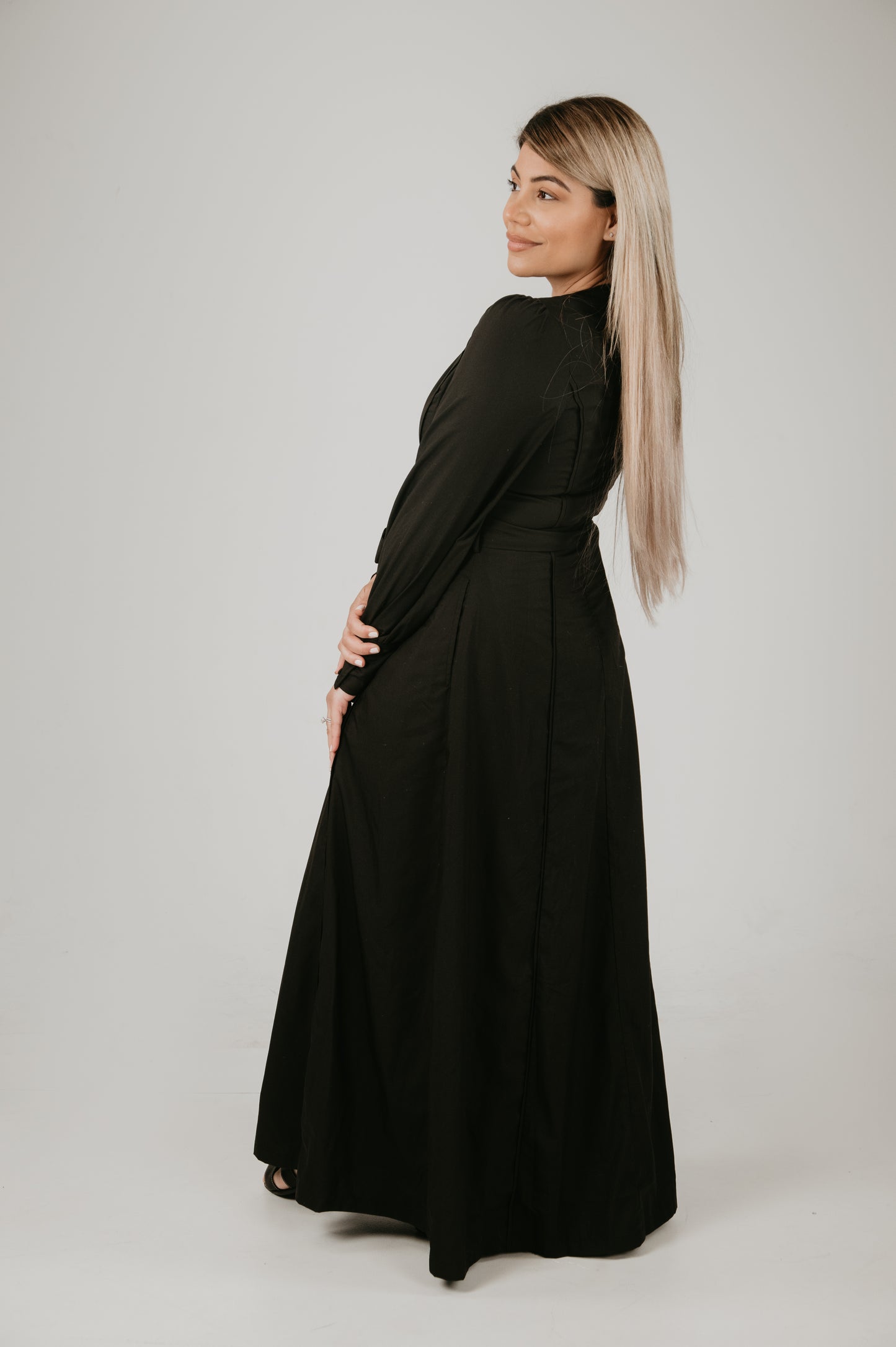 'Leah’ Caviar V-Neck Dress